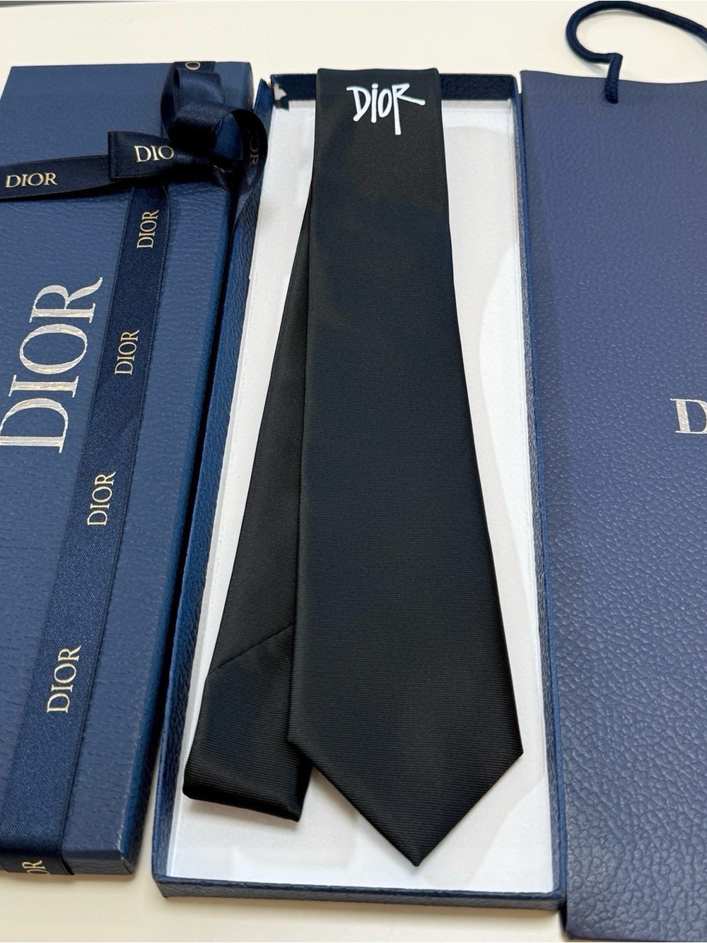 Dior Black Silk Signature Tie - Picture 3 of 9